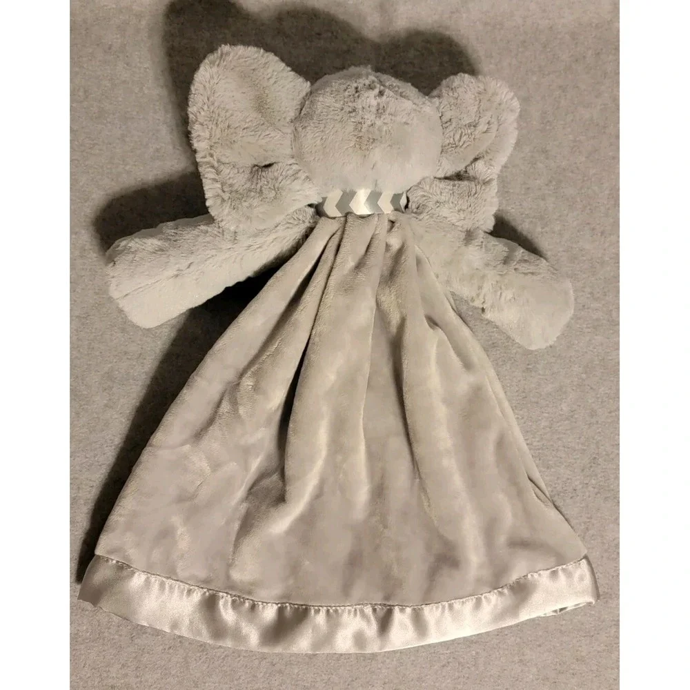 Bearington Baby Lil Spout  Gray Elephant Plush Security Blanket Lovey